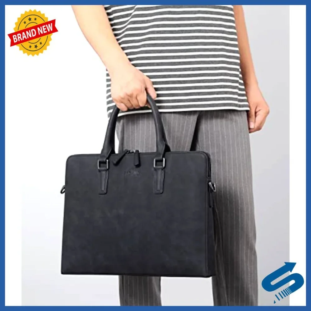 Large Leather Briefcase Messenger Bag Water Resistant Business Travel